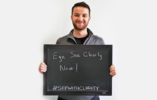 patient with clear vision at clinic